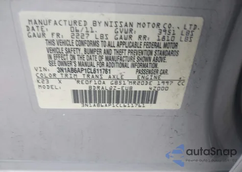 2012 Nissan Sentra 2.0 from USA, damaged, VIN 3N1AB6AP1CL611761